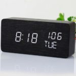 Wooden Clock - Rectangle with Time, Day & Temparature Display